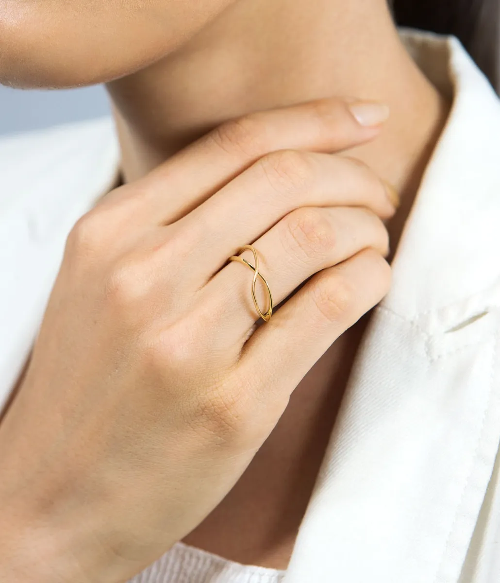 Anel de Ouro 18k infinito vazado polido