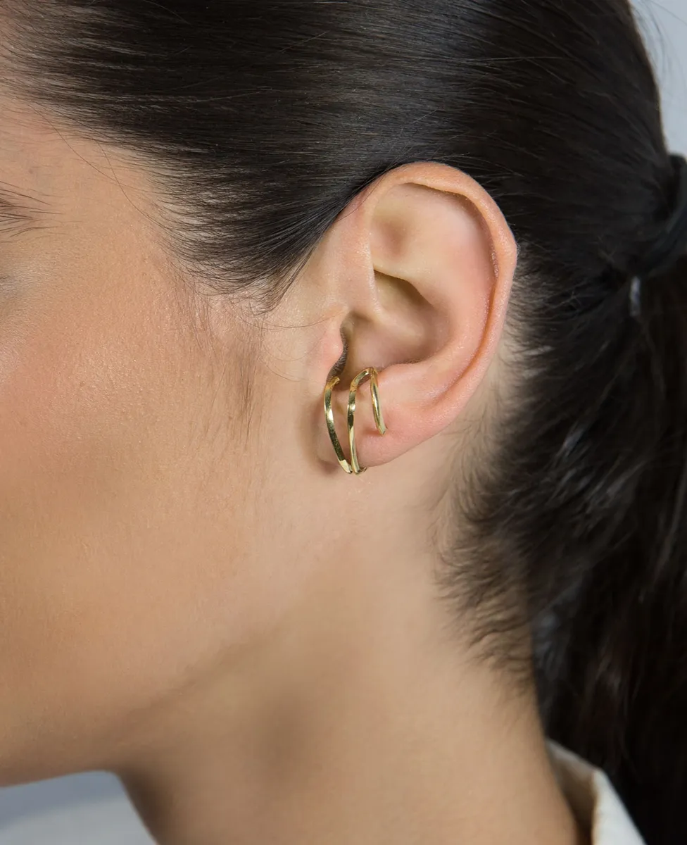 Brinco de Ouro 18k ear hook  tubos polidos