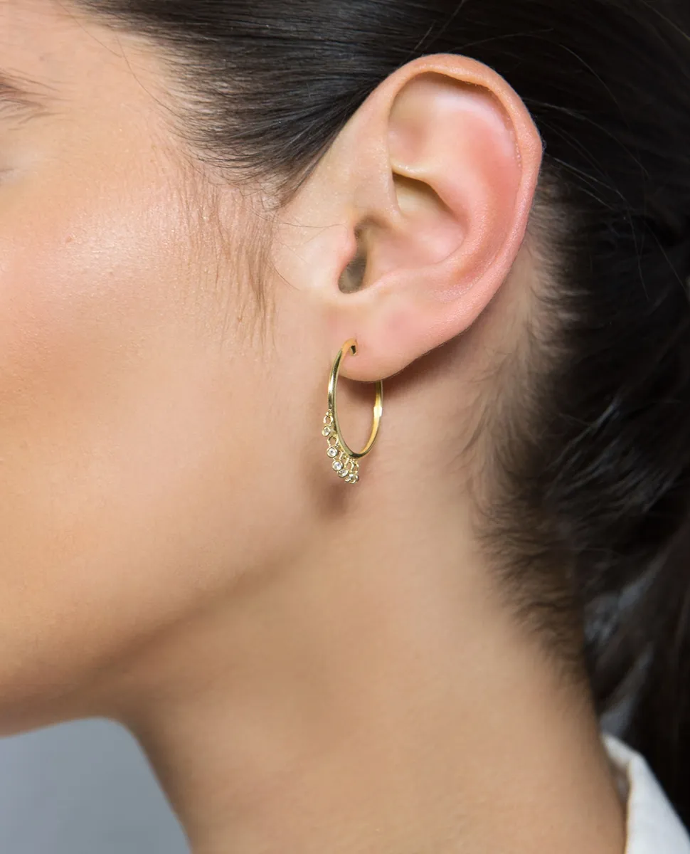 Btinco de Ouro 18k argola aberta com 18pts de Diamantes