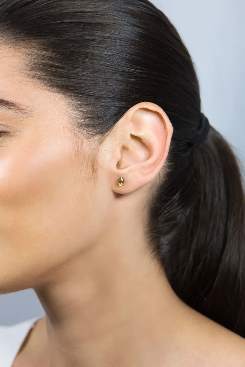 Brinco de Ouro branco 18k gota de Citrino