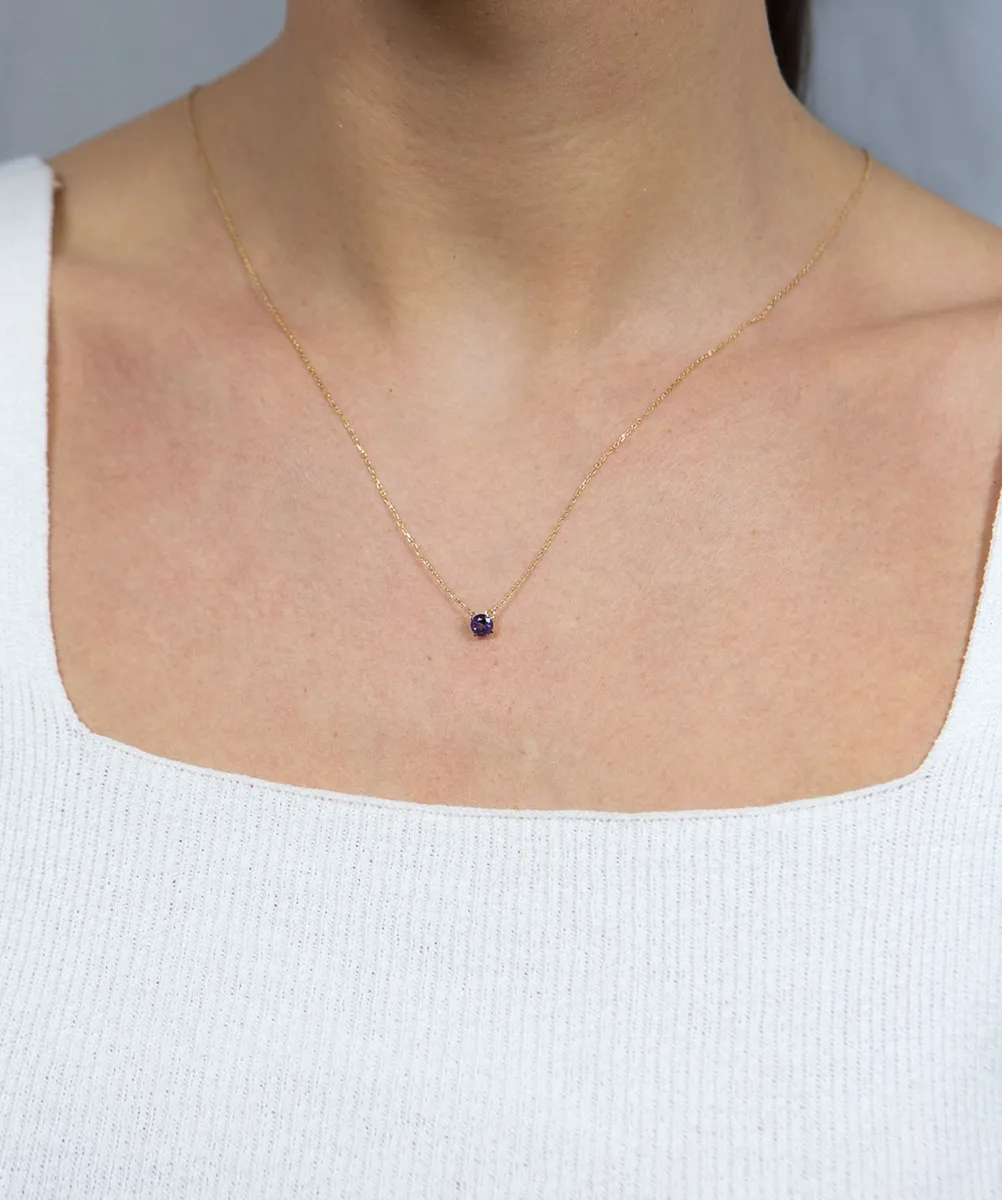 Colar de Ouro 18k gargantilha com pingente de Topázio roxo 45cm