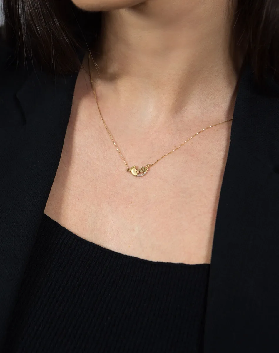 Colar de Ouro 18k gargantilha com pezinho, mãe e Diamantes-42cm