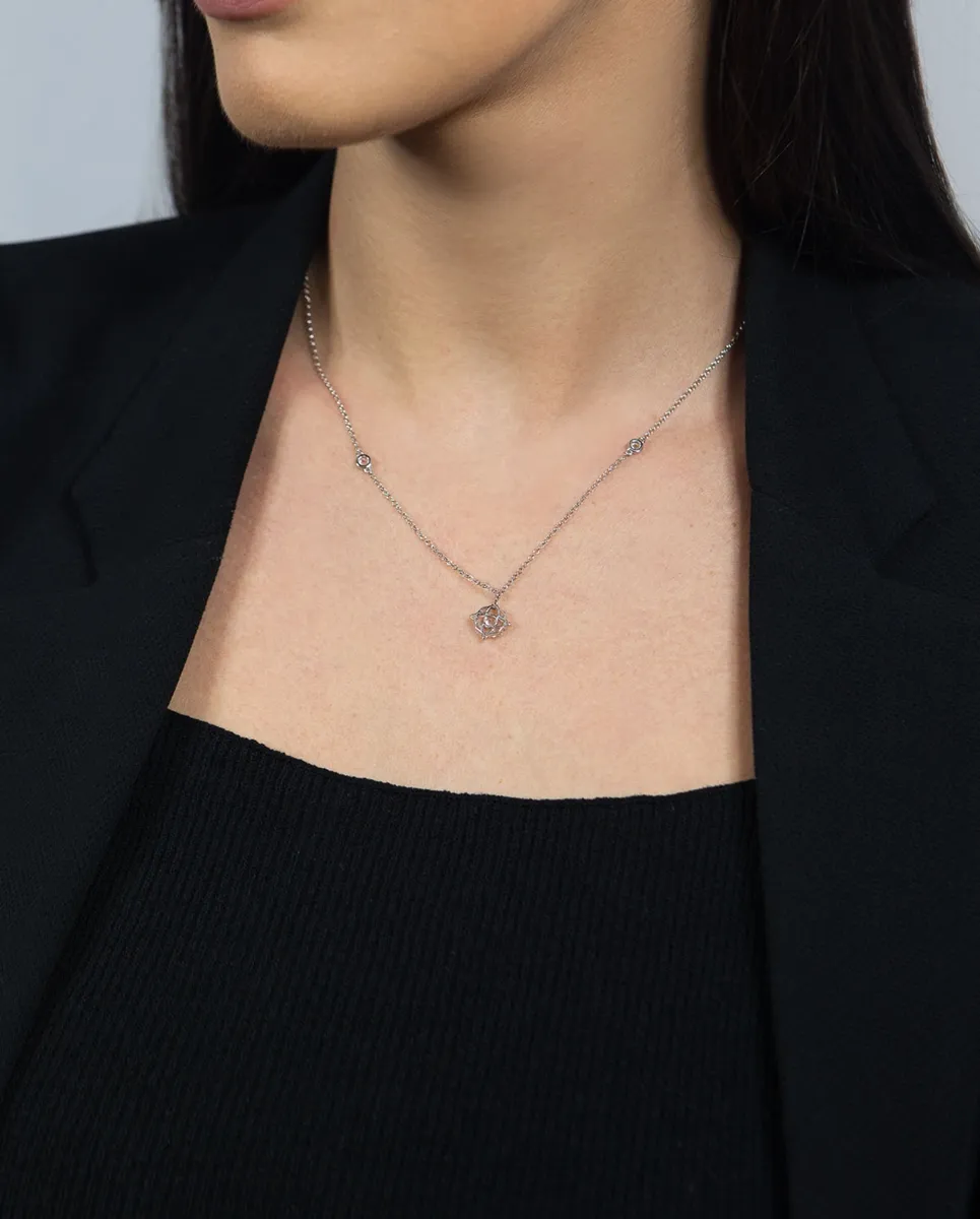 Colar de Ouro branco 18k gargantilha com gemas de Topázio branco-45cm