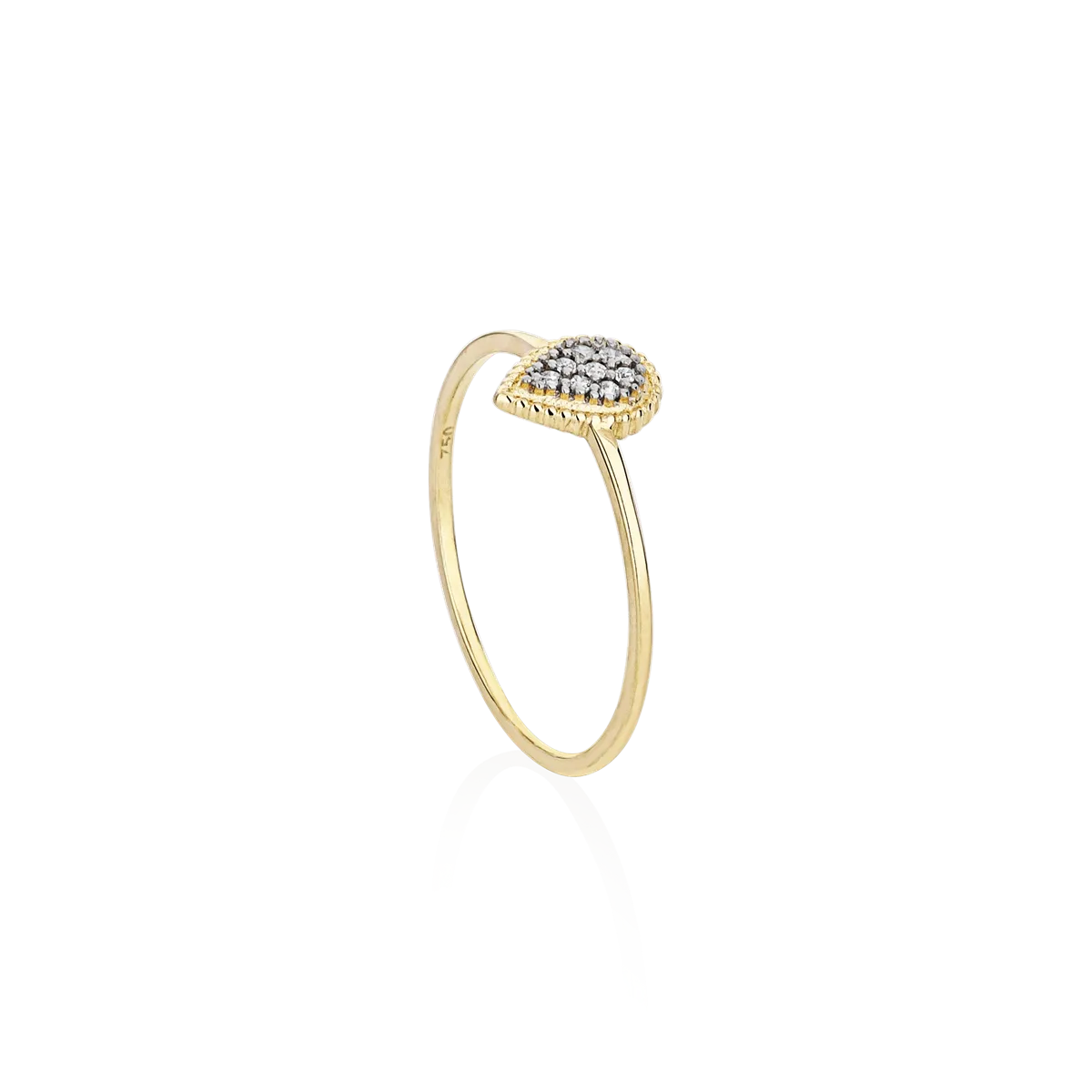 Anel ouro amarelo 18k gota bolinhas com Diamantes