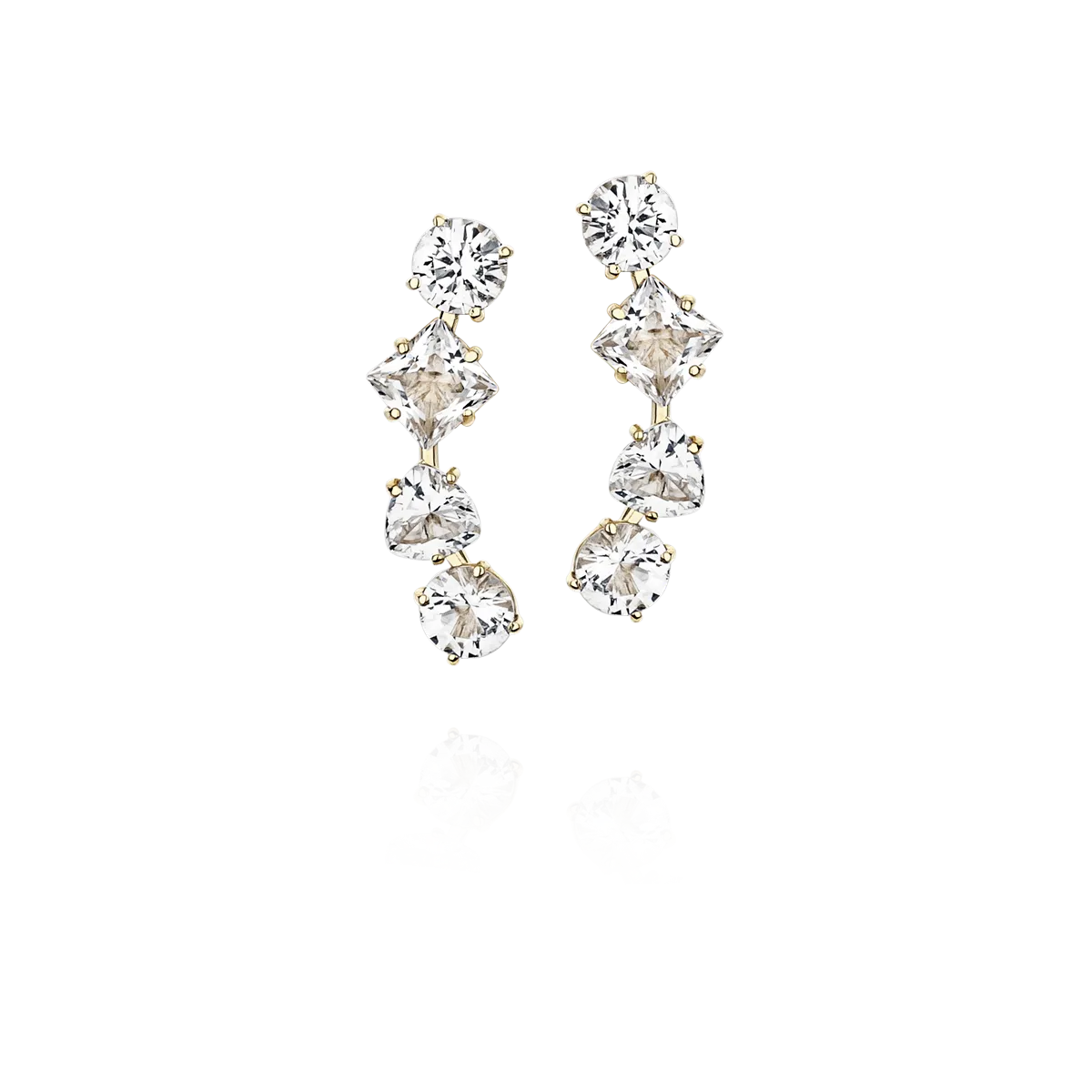 Brinco ouro 18k ear cuff com gemas de Topázio branco