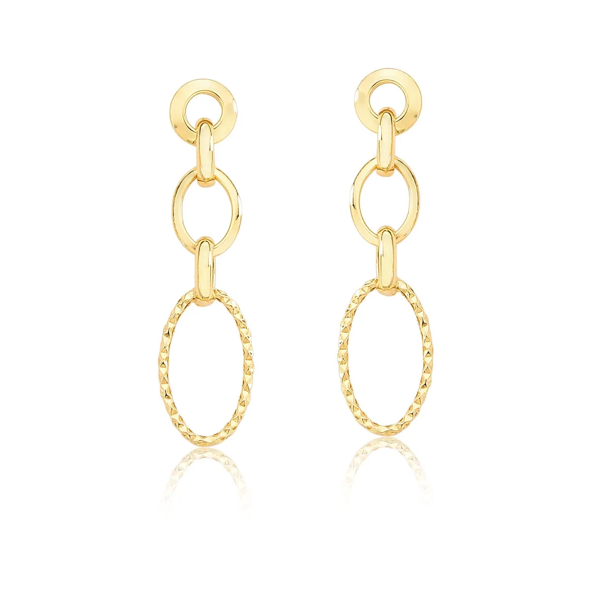 Brinco de Ouro 18k pêndulo de elos ovais entrelaçados