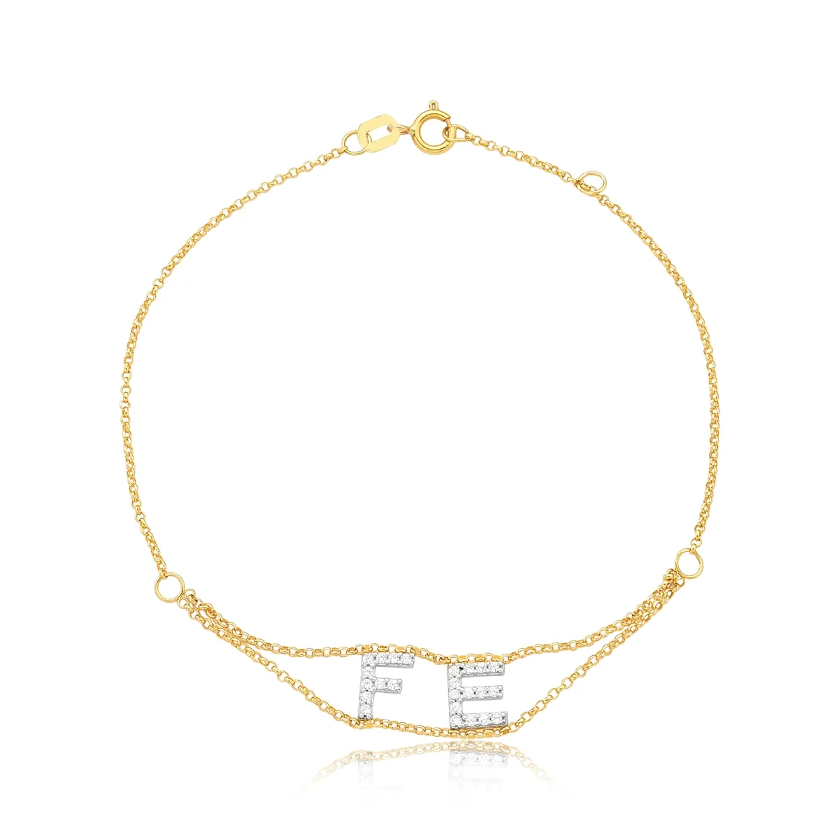 Pulseira de Ouro 18k elo português com Fé de Zircônia-18cm