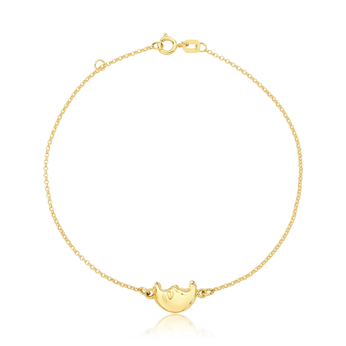 Pulseira de Ouro 18k elos portugueses com pingente lua
