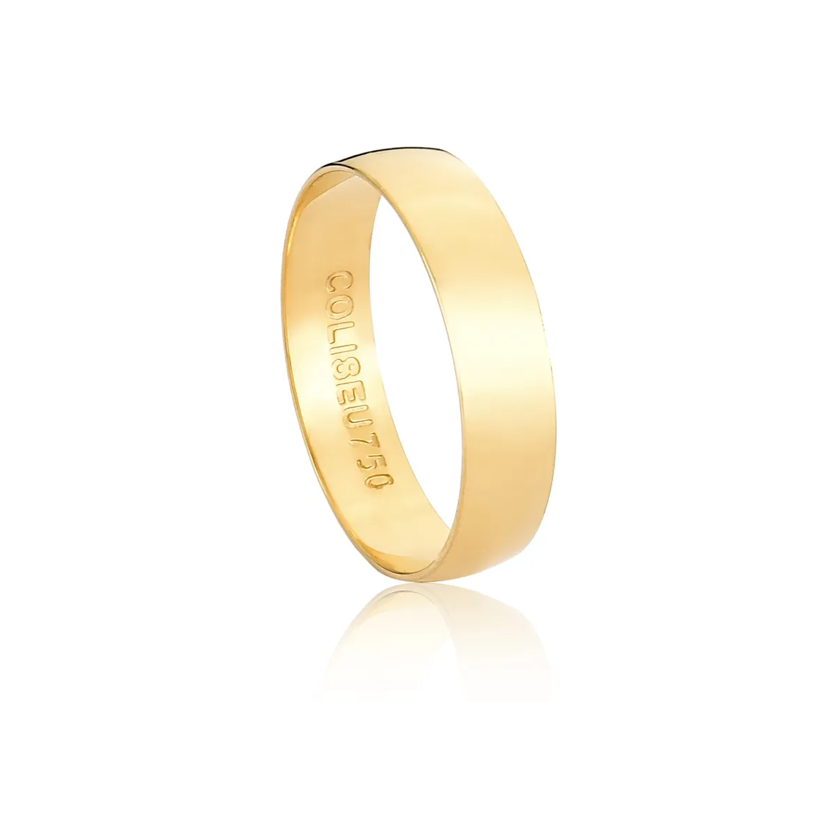 Aliança I Love You abaulada polida ouro 18k Coliseu 5MM