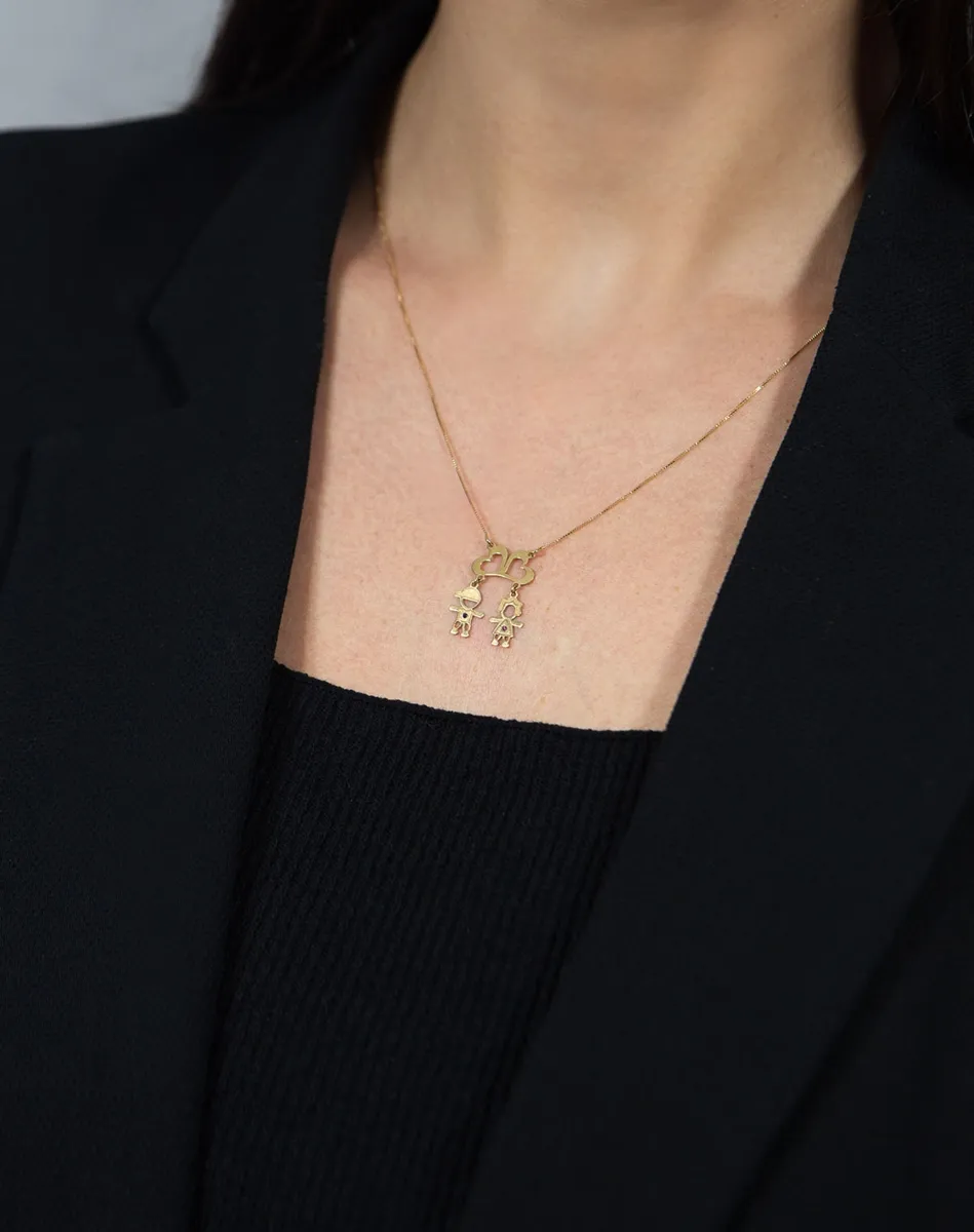 Colar de Ouro 18k gargantilha Filhos com Rubi e Safira azul