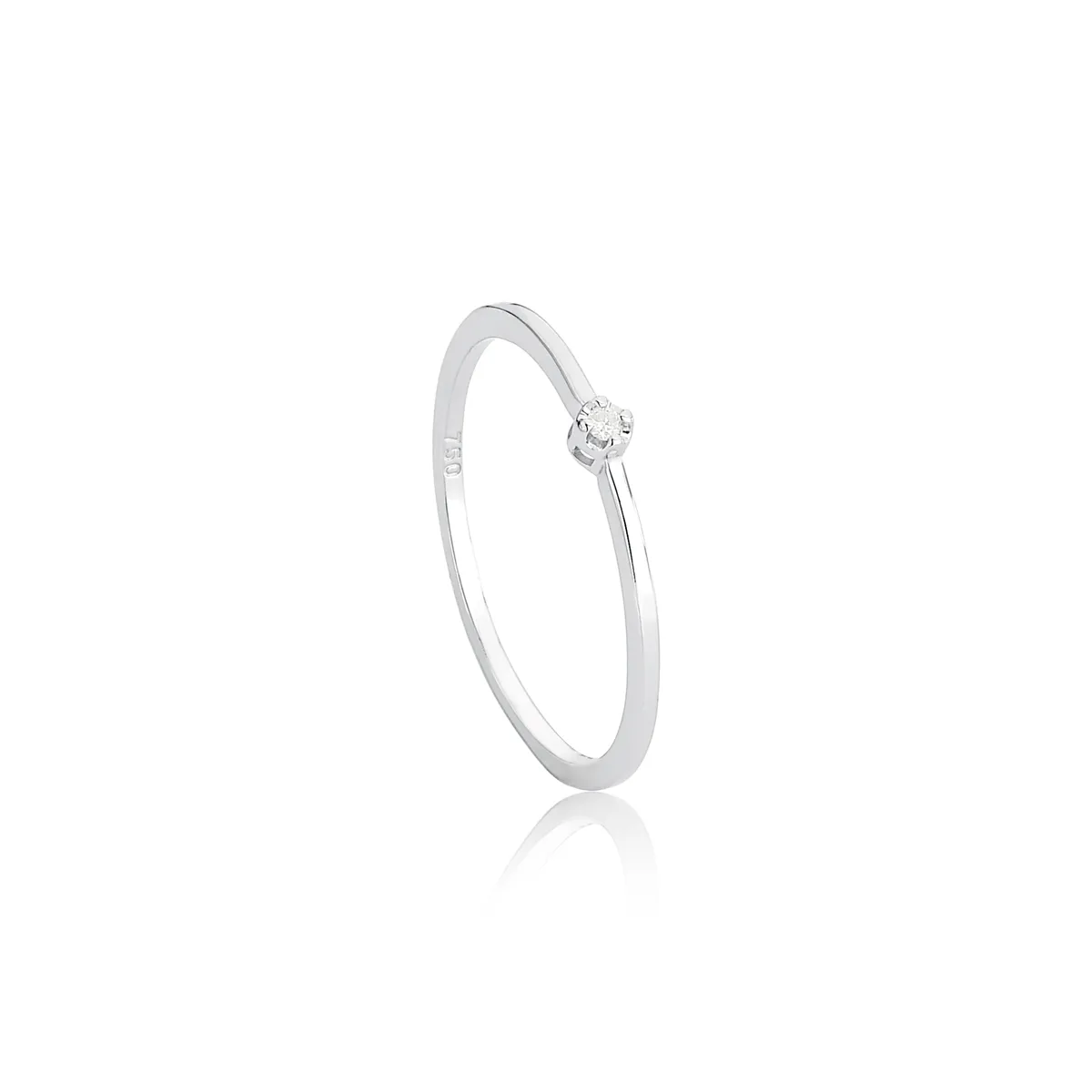 Anel de Ouro branco Solitário de 2pts de Diamantes Coleção Riva