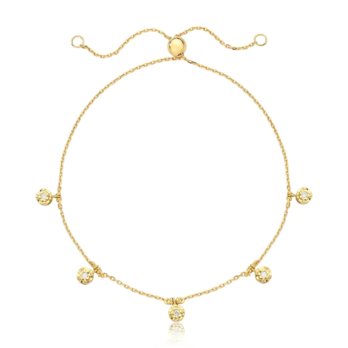 Pulseira de Ouro 18k regulável com Diamantes 24cm