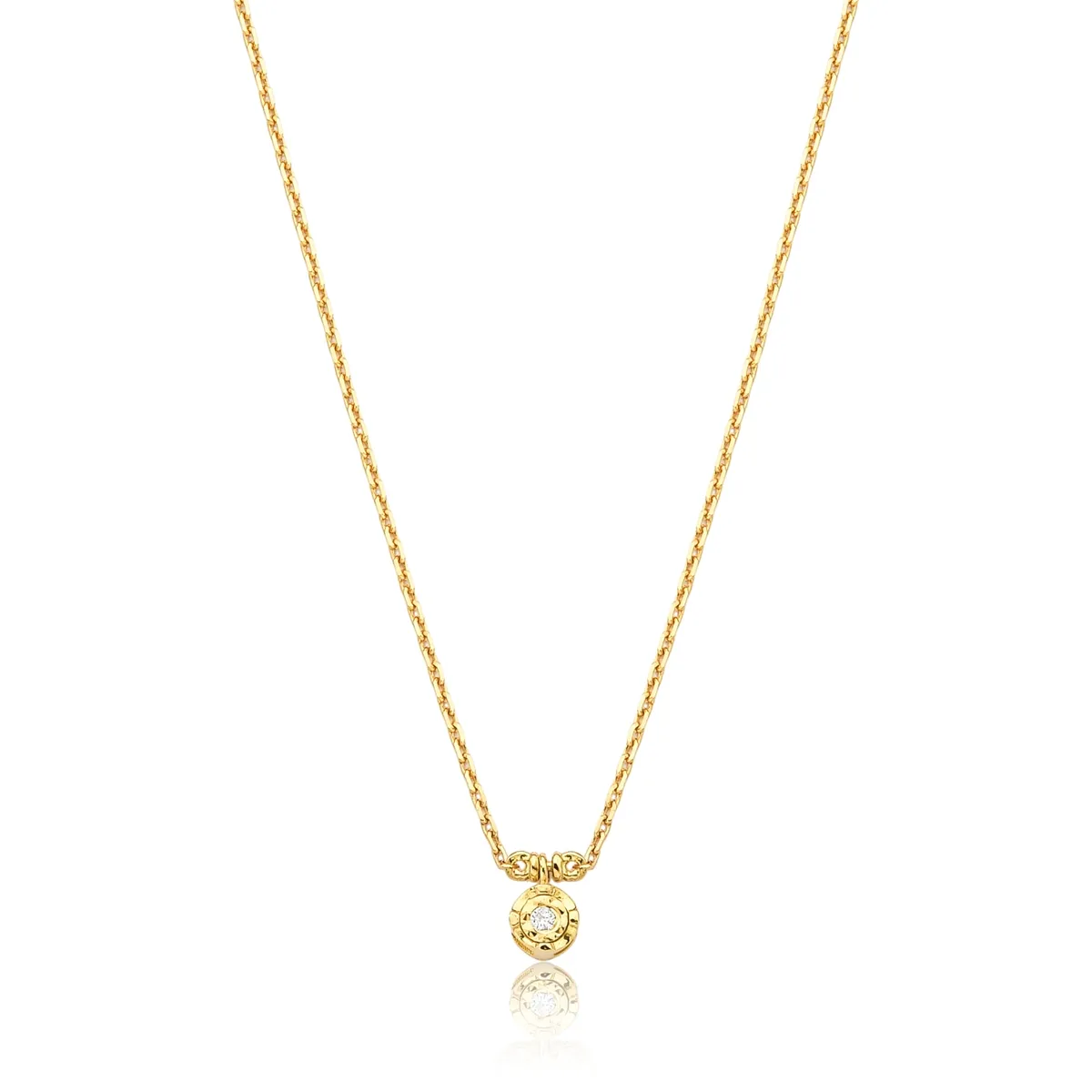 Colar de Ouro 18k gargantilha ponto de luz com Diamante 40/45cm