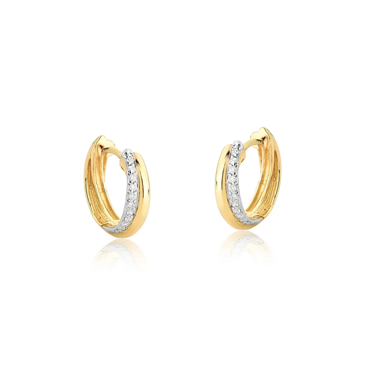 Brinco ouro 18k argola três tons com Diamantes Coleção Forever