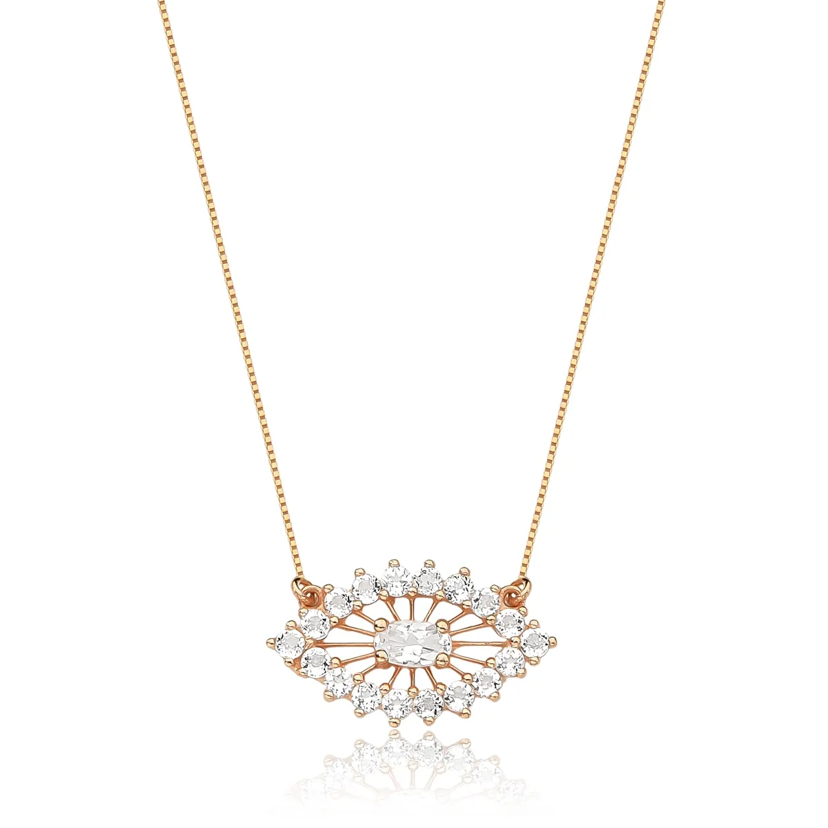 Gargantilha olho grego ouro rosé 18k com gemas de Cristal