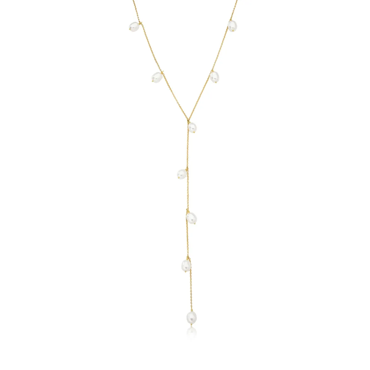 Colar de Ouro 18k gargatilha gravatinha com Pérolas de Arroz-45cm