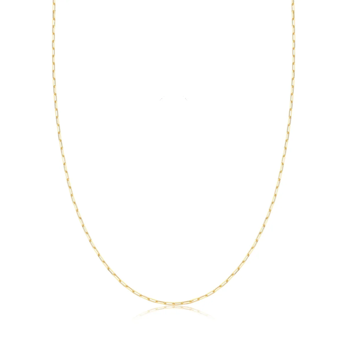 Corrente Elo Cadeado alongado 45cm polida ouro 18k fecho mola