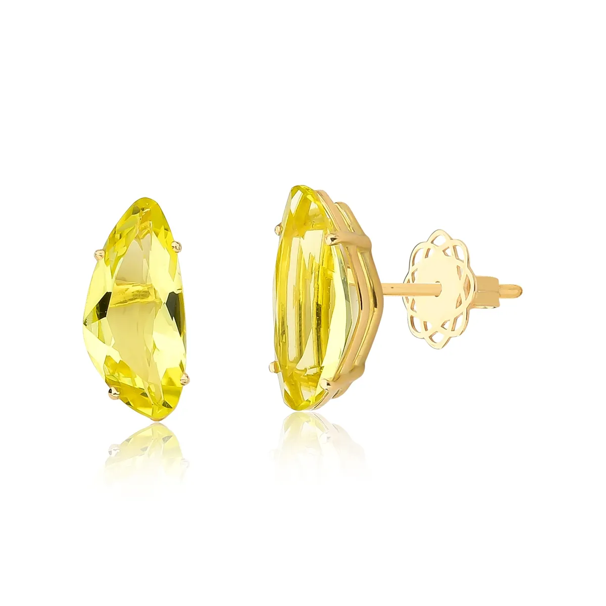 Brinco gema triangular irregular ouro 18k de Green Gold