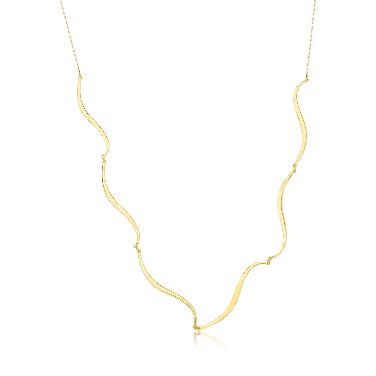 Colar de Ouro 18k gargantilha linear curvas-45cm