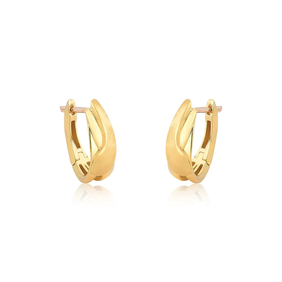 Brinco Contour argola click ouro 18k sobreposta fosca polida