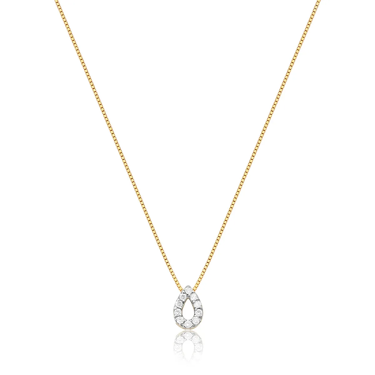 Gargantilha Lacrima corrente ouro 18k pingente gota com Diamantes
