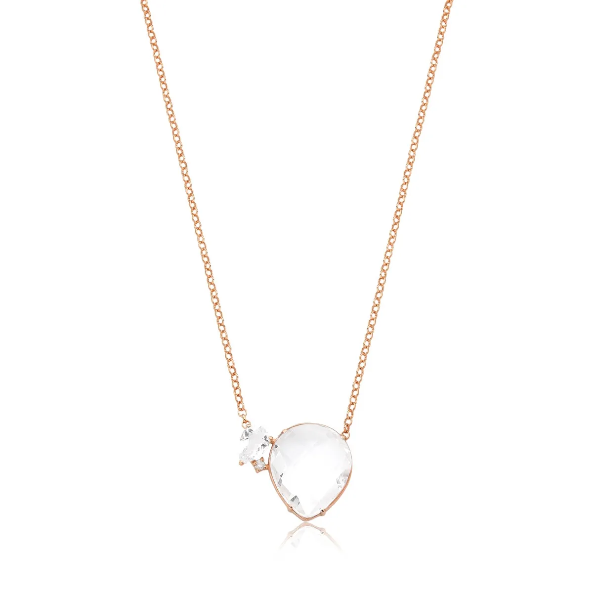 Gargantilha Artsys ouro rosé 18k gotas de Cristal e Diamantes 40/45cm