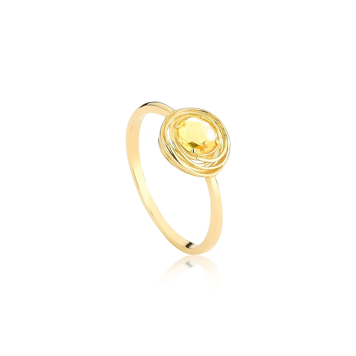 Anel ninho ouro 18k com gema briolet de Citrino Coleção Nido