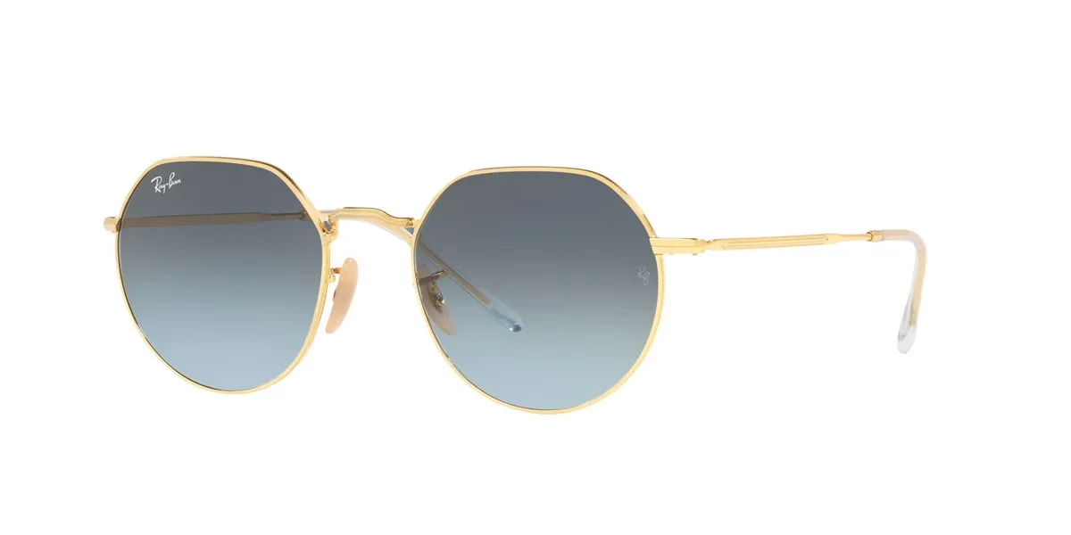 Óculos de Sol Ray-Ban Jack 0RB3565L 001/8653 Metal Dourado com lentes na cor Cinza Degradê