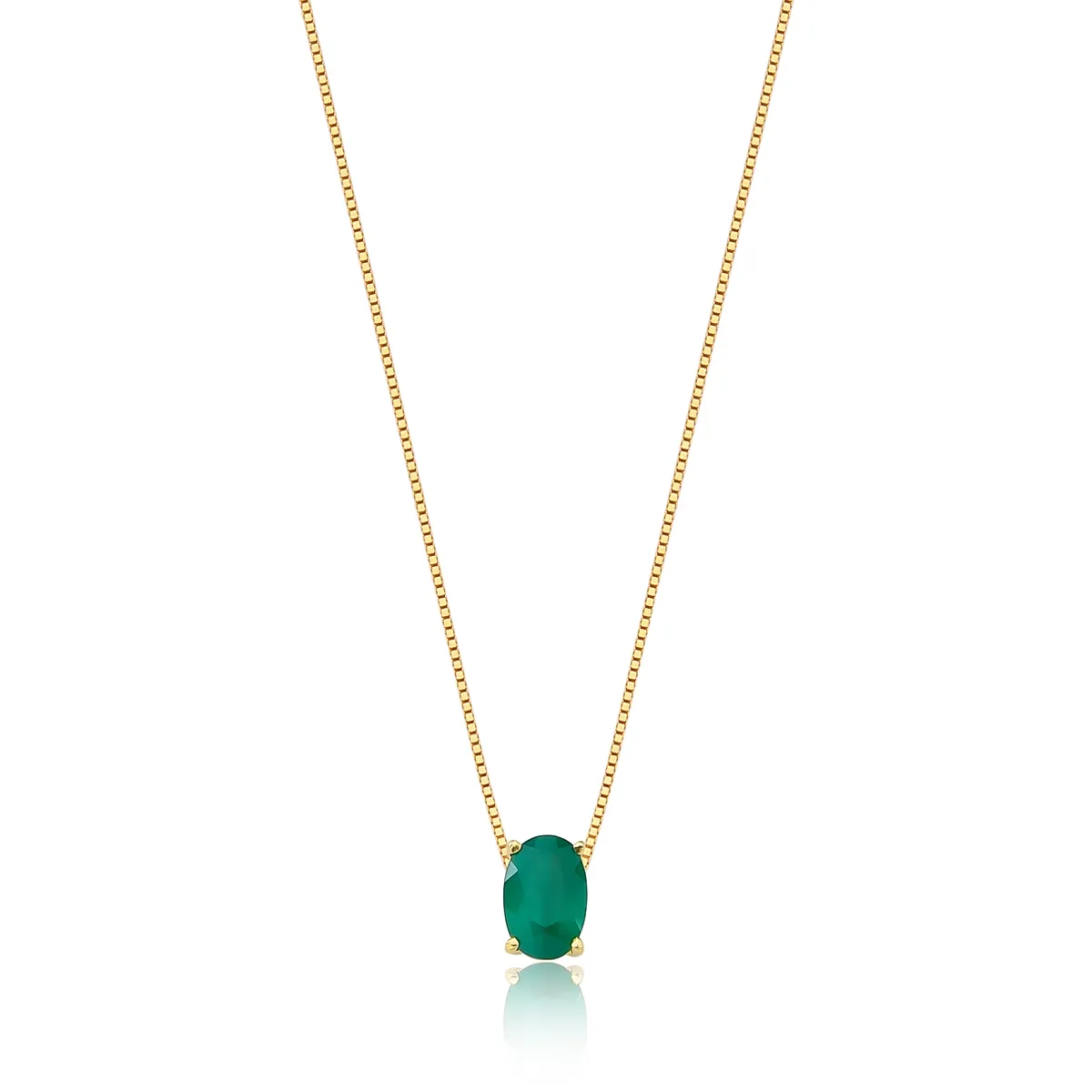 Gargantilha pingente oval ouro 18k gema de Crisoprásio Coleção Coloré