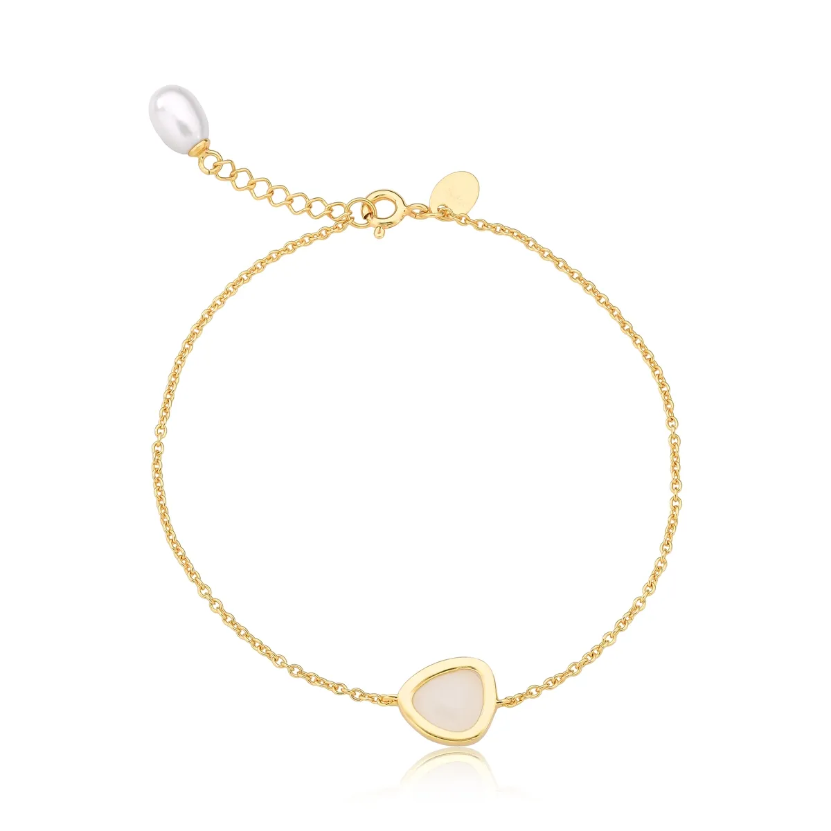 Pulseira For me Bronx prata 925 dourada elos com Dolomita e Pérola