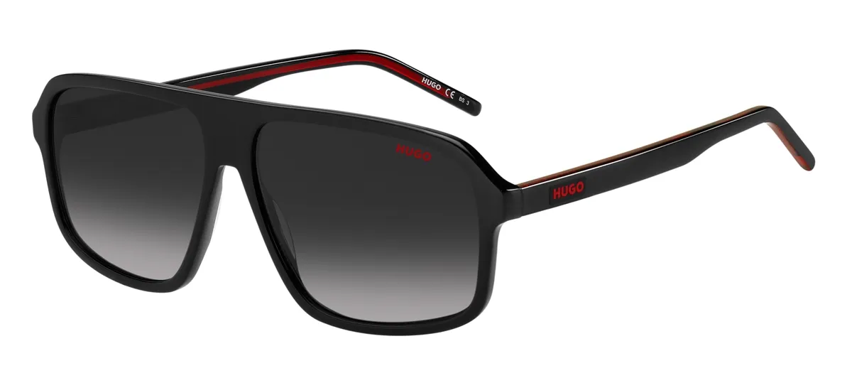 Óculos de Sol Hugo Boss HG 1195/S 807 609O S Acetato Preto com lentes na cor Fumê Degradê