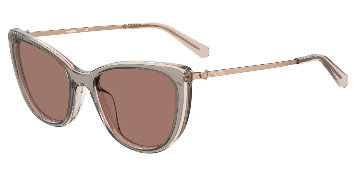 Óculos de Sol Love Moschino MOL036/S 7HH 544S S Acetato Cinza sobre Rosa com lentes na cor Vermelho