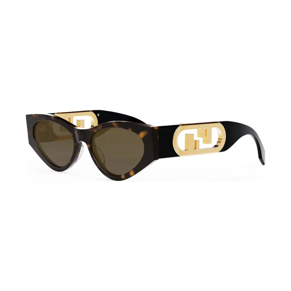 Óculos de Sol Fendi FE40049I_5452E Acetato Marrom Mesclado e Preto com lentes na cor Marrom