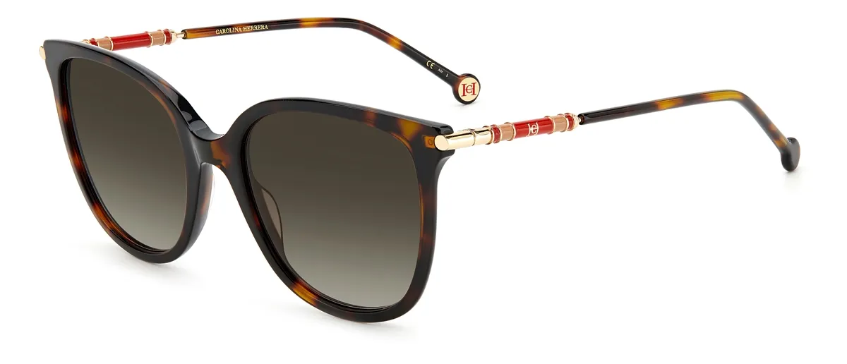Óculos de Sol Carolina Herrera CH 0023/S 086 55HA S Acetato Marrom Mesclado com lentes na cor Marrom Degradê