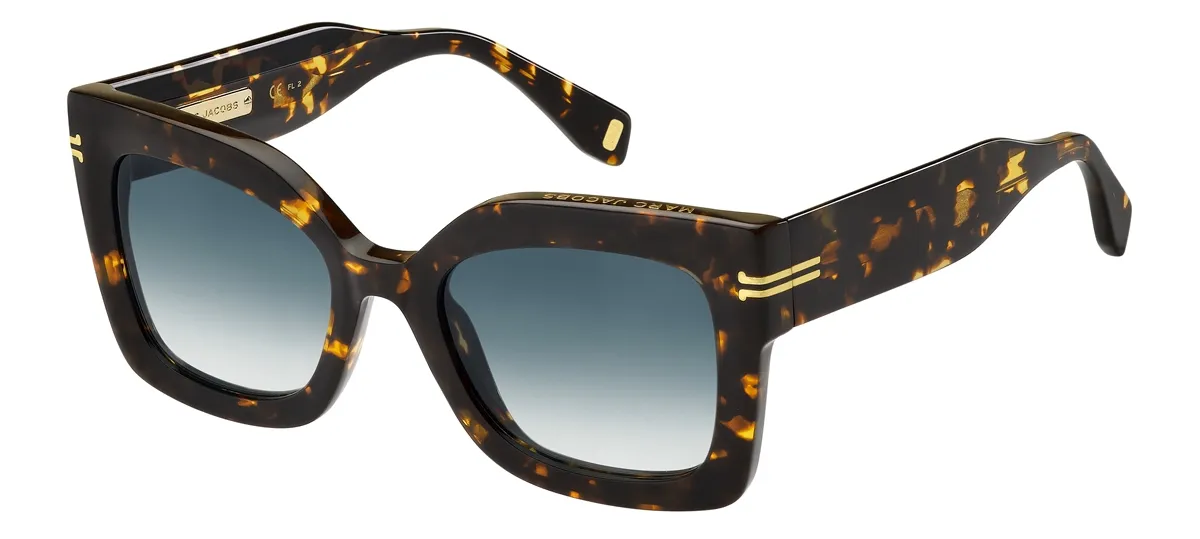 Óculos de Sol Marc Jacobs MJ 1073/S Acetato Marrom Mesclado com lentes na cor Azul Degradê