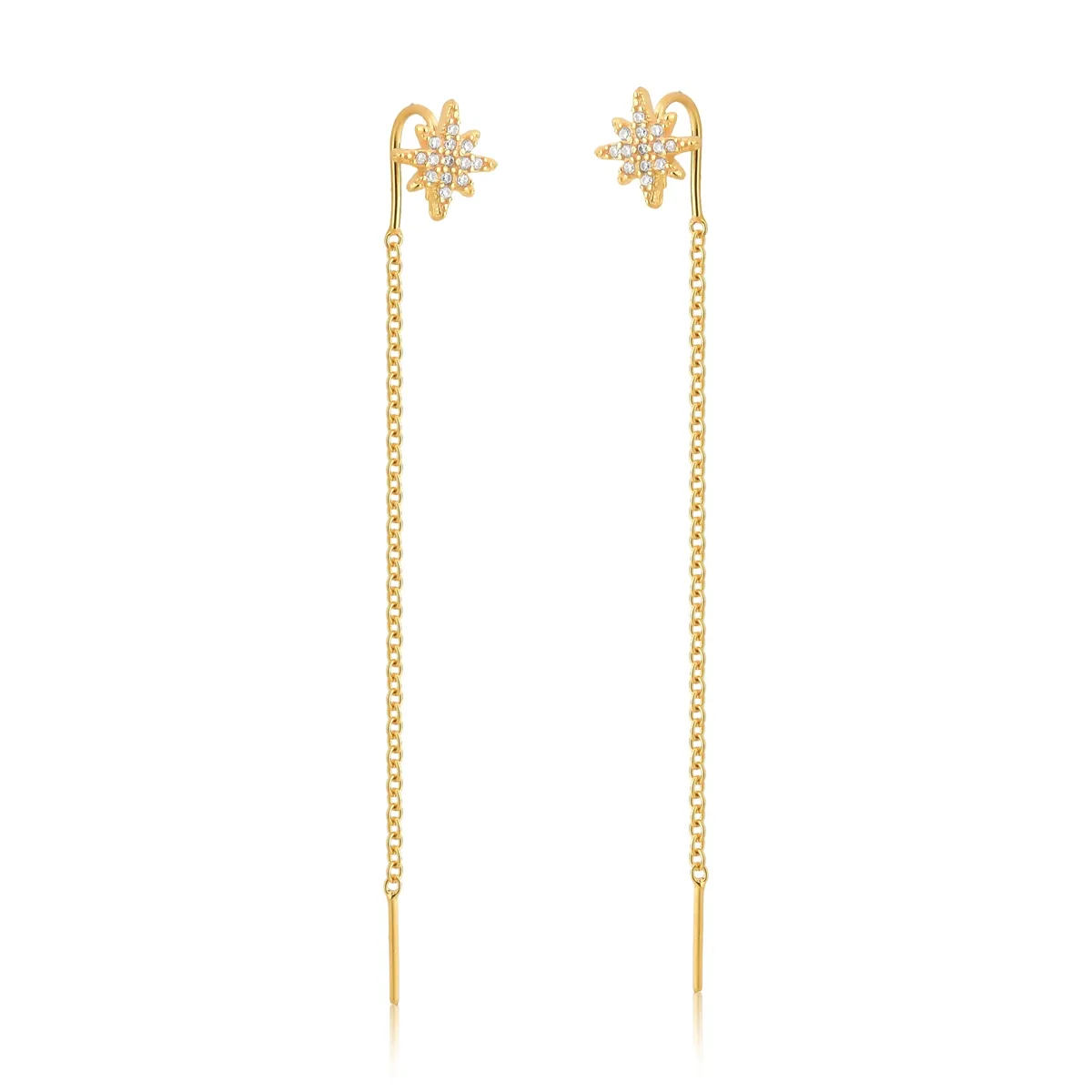 Brinco For me Planet pingente prata 925 dourada estrela com Zircônias