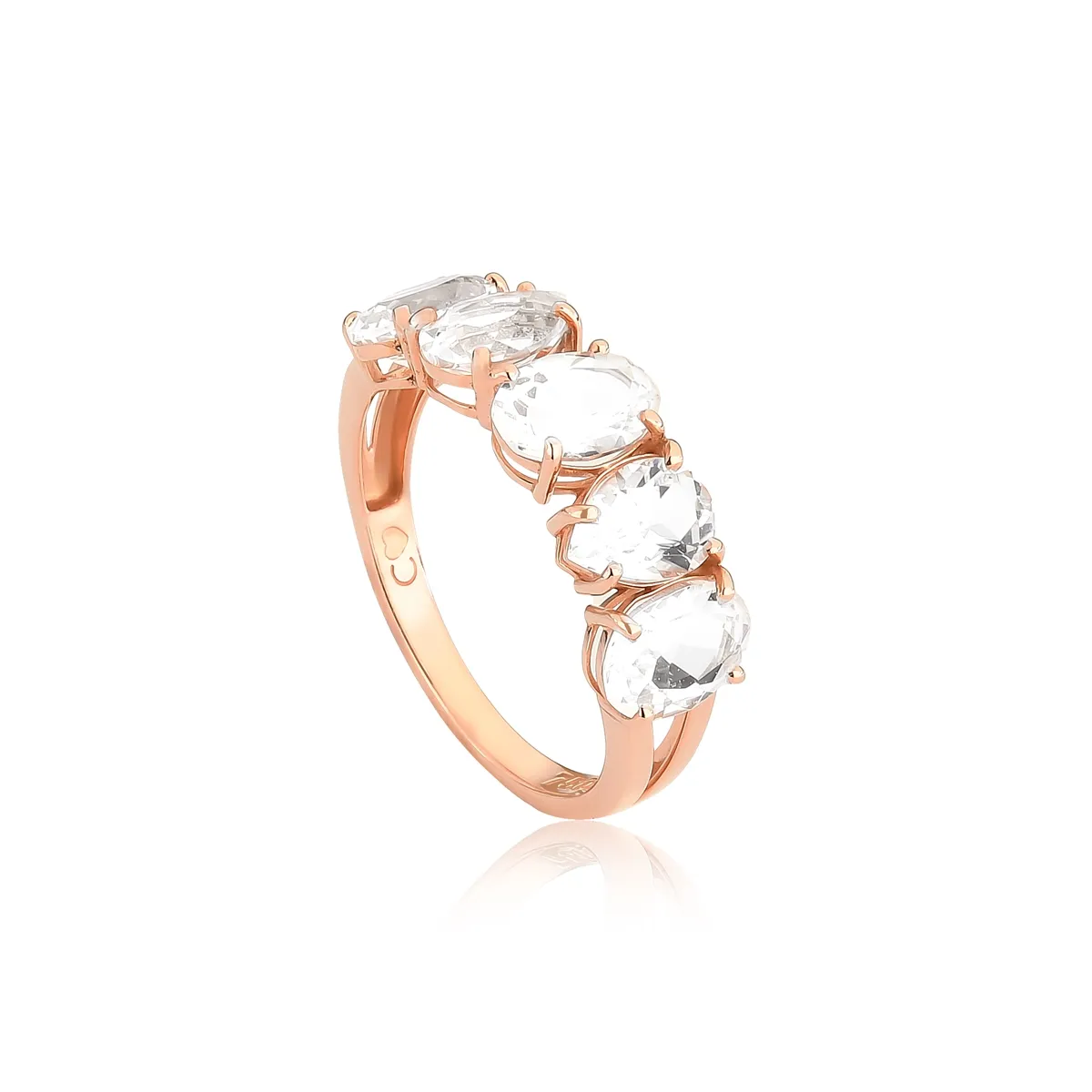 Anel Ouro rosé 18k aro com gotas de Cristal