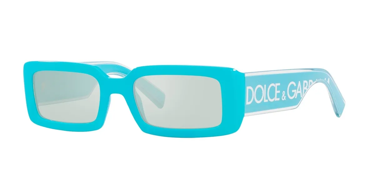 Óculos de Sol Dolce & Gabbana 0DG6187 33466553 Acetato Azul com lentes na cor Azul Claro Espelhado Prata