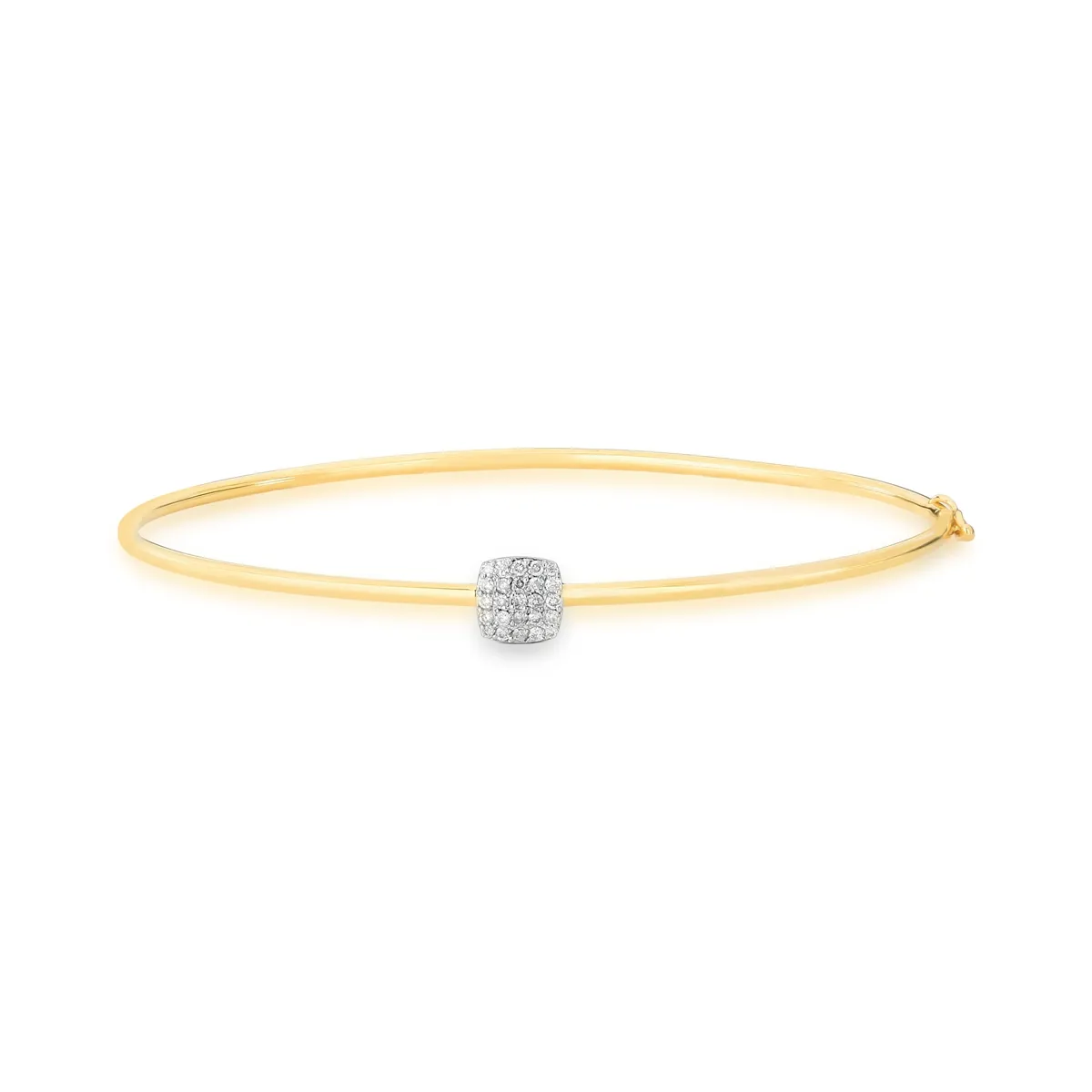 Pulseira Engaged tubo ouro 18k pingente redondo pavê  12pts de Diamantes rodinados