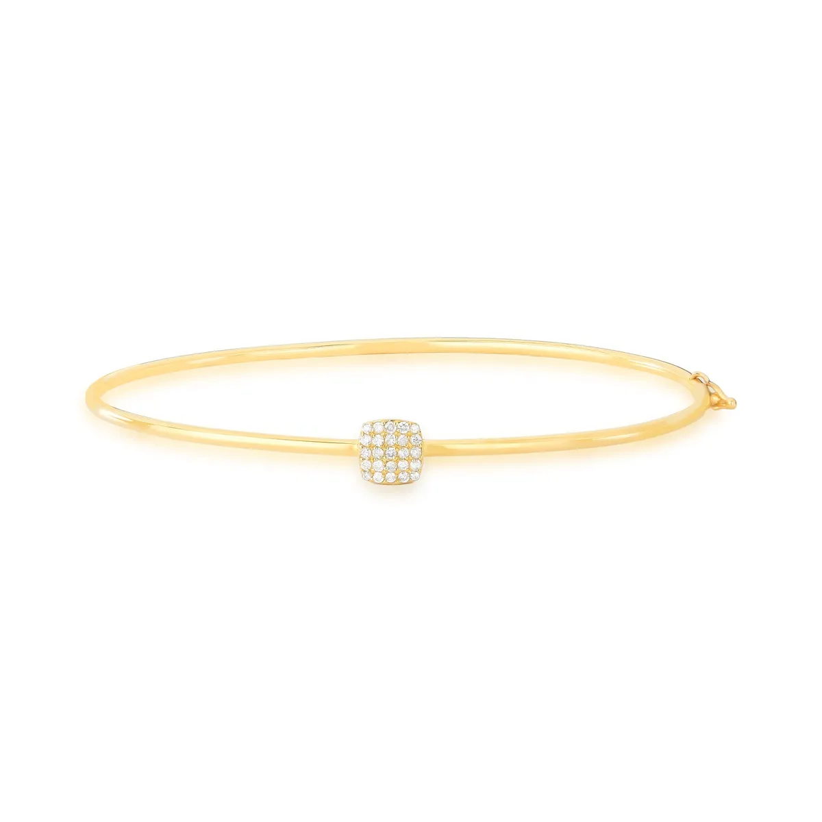 Pulseira Engaged tubo ouro 18k pingente redondo pavê 12pts de Diamantes