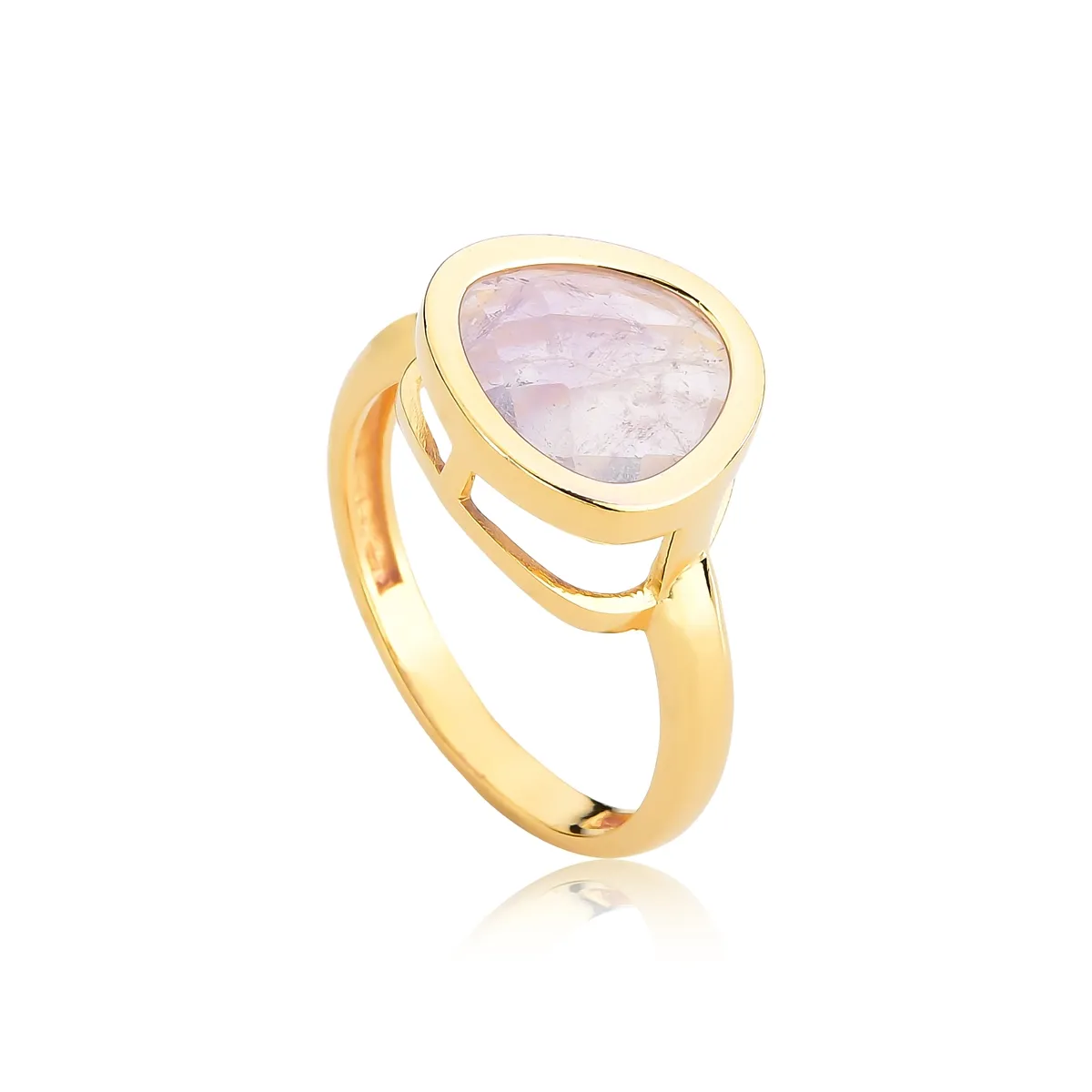 Anel For me Bronx prata 925 dourada com gema briolet Ametista