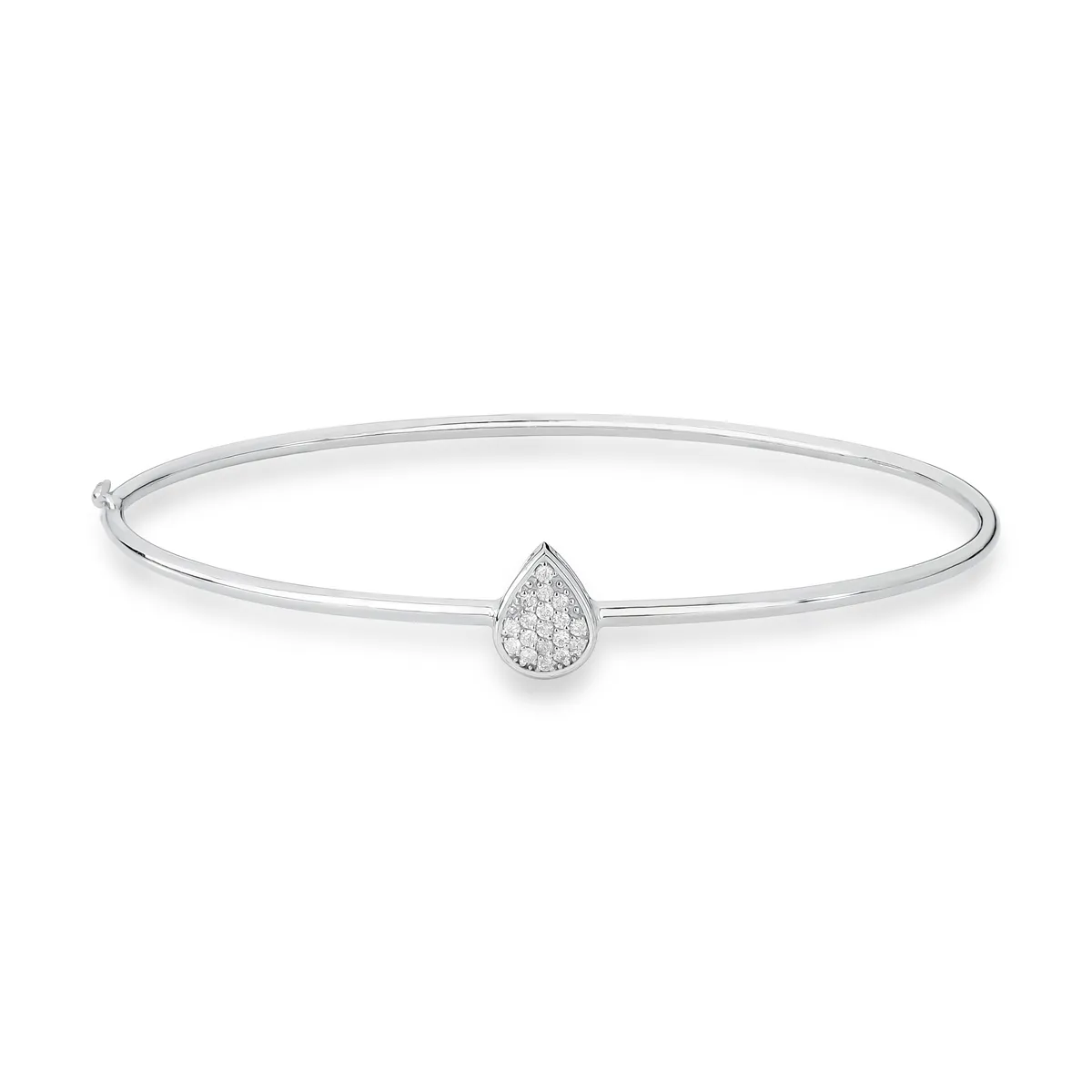 Pulseira Lacrima bracelete tubo ouro branco 18k gota pavê de Diamantes