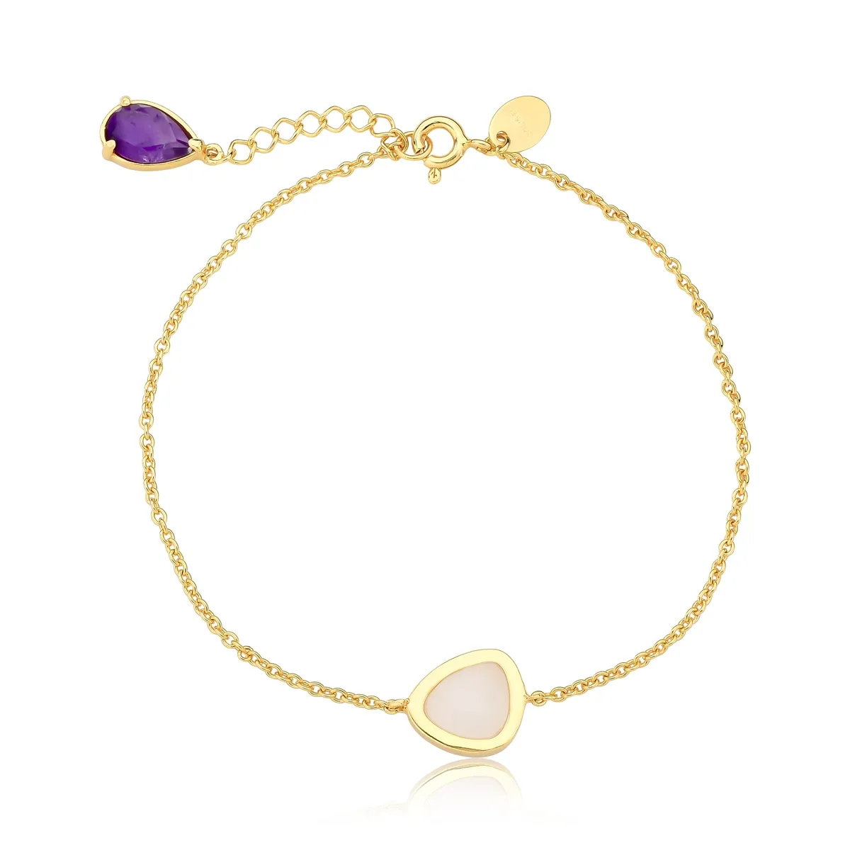 Pulseira For me Bronx prata 925 dourada com Dulomita e Ametista