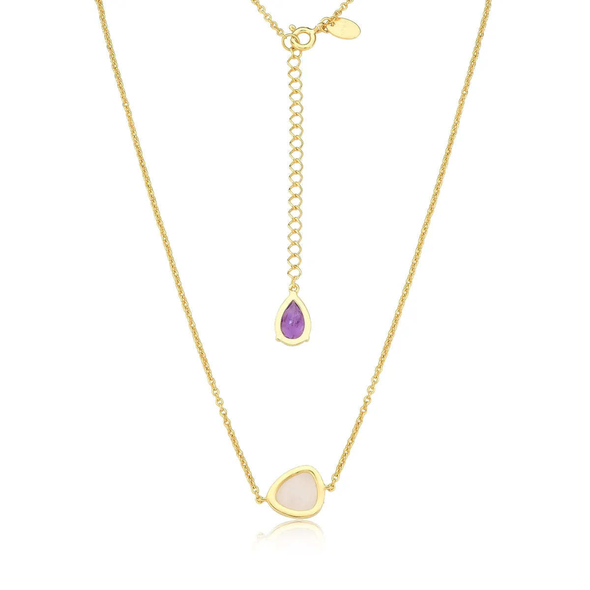 Gargantilha For me Bronx prata 925 dourada com pingente de Dolomita e Ametista