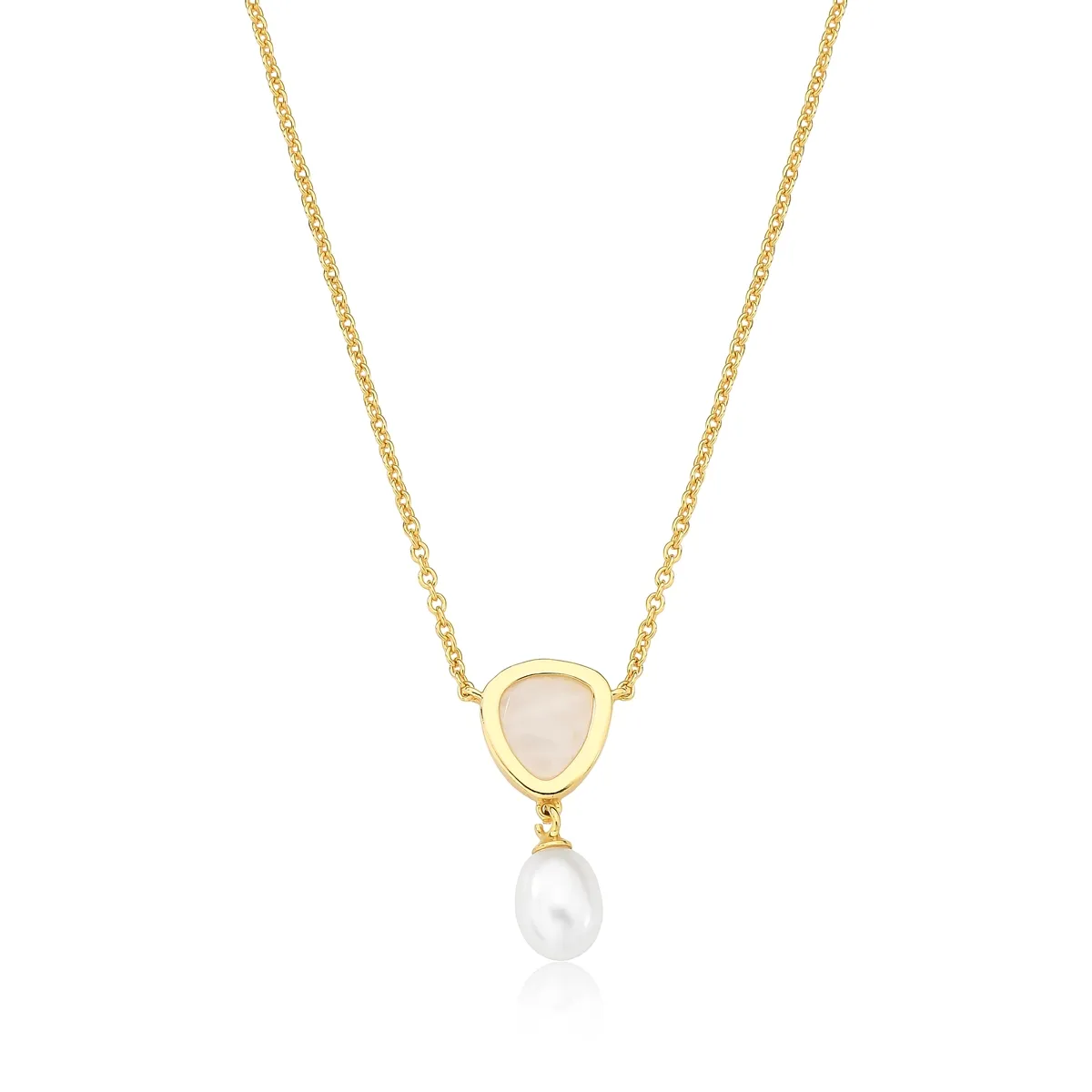 Gargantilha For me Bronx prata 925 dourada com pingente de Dolomita e Pérola