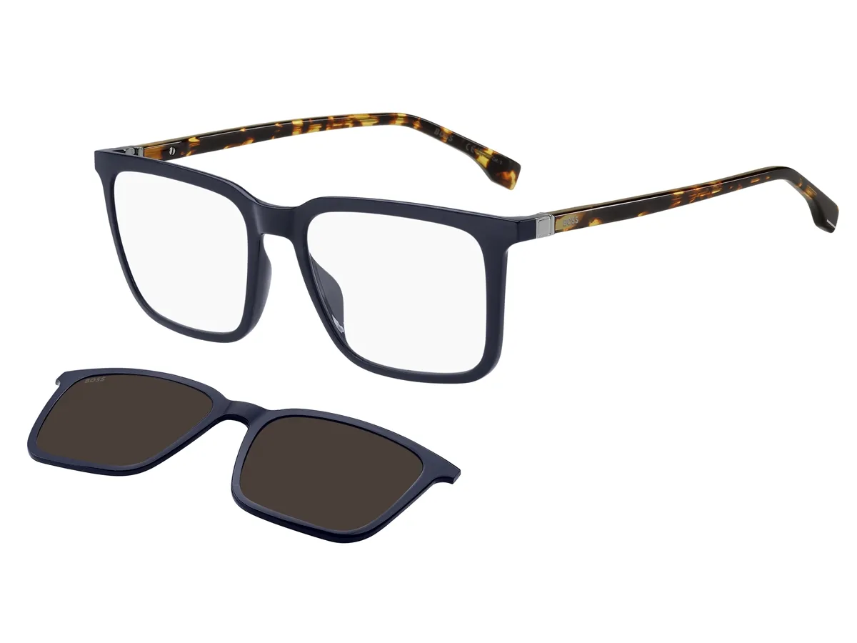 Óculos de Grau Hugo BOSS 1492/CS JBW 5570 S Acetato Azul Mesclado com Clip-On na cor Marrom