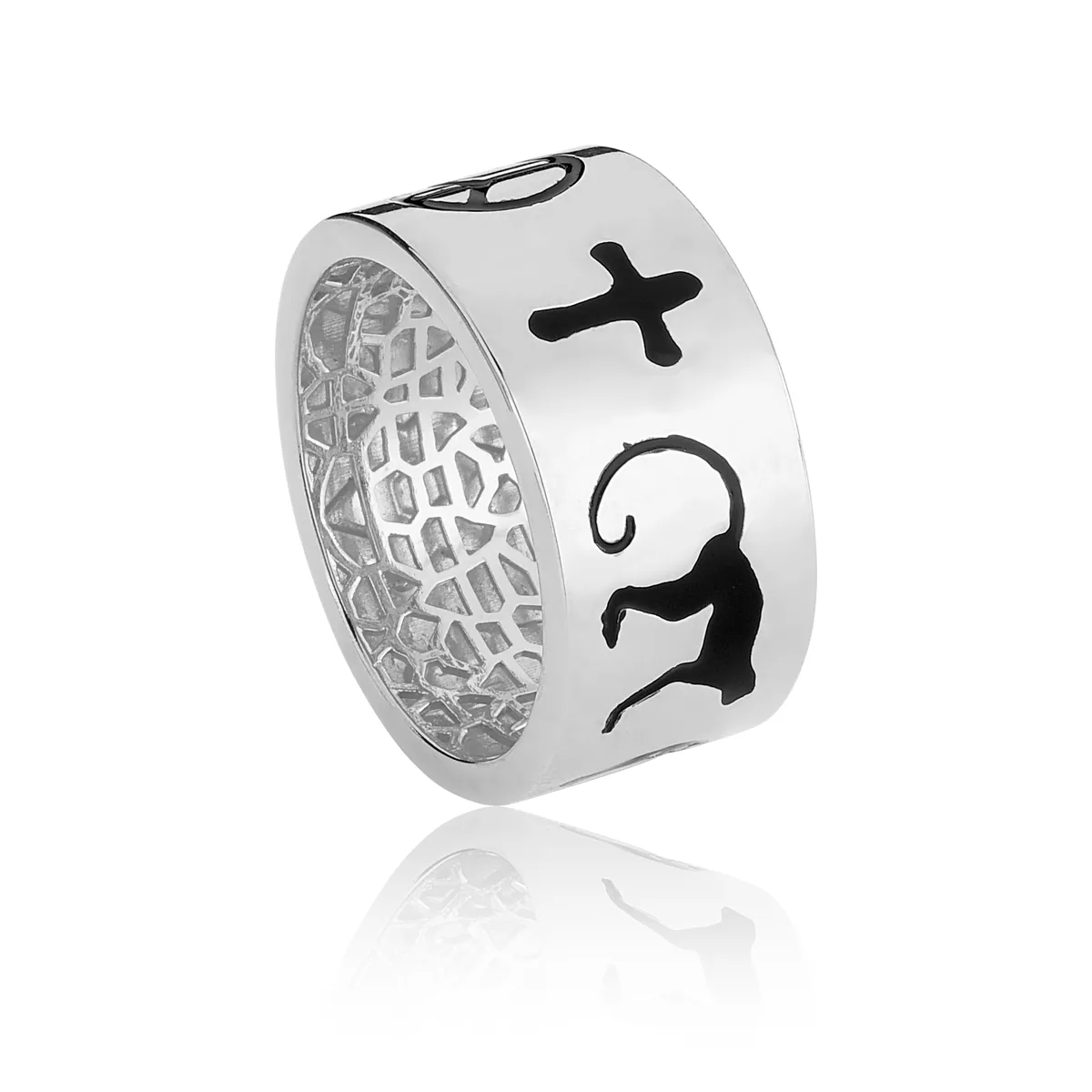 Anel prata 925 fosco com símbolos forrado Coliseu + Steyer