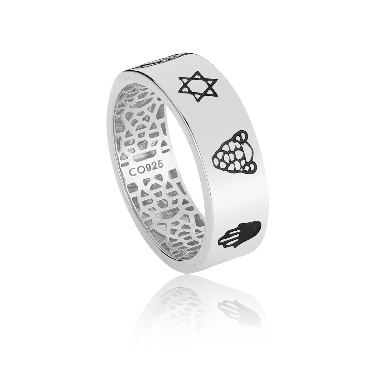 Anel prata 925 símbolos esmaltados Coliseu + Steyer