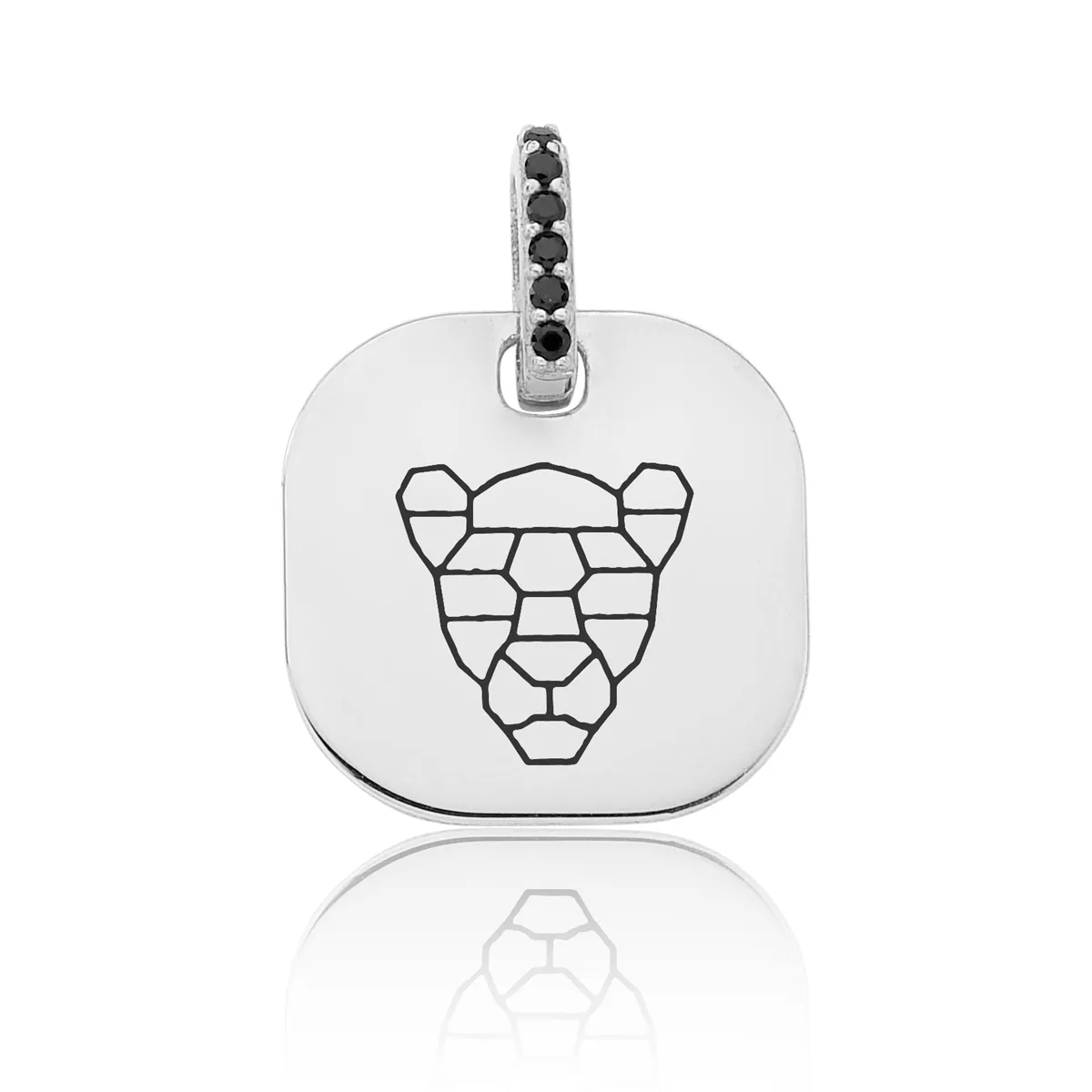 Pingente prata 925 placa onça esmaltada com Espinélios Coliseu + Steyer