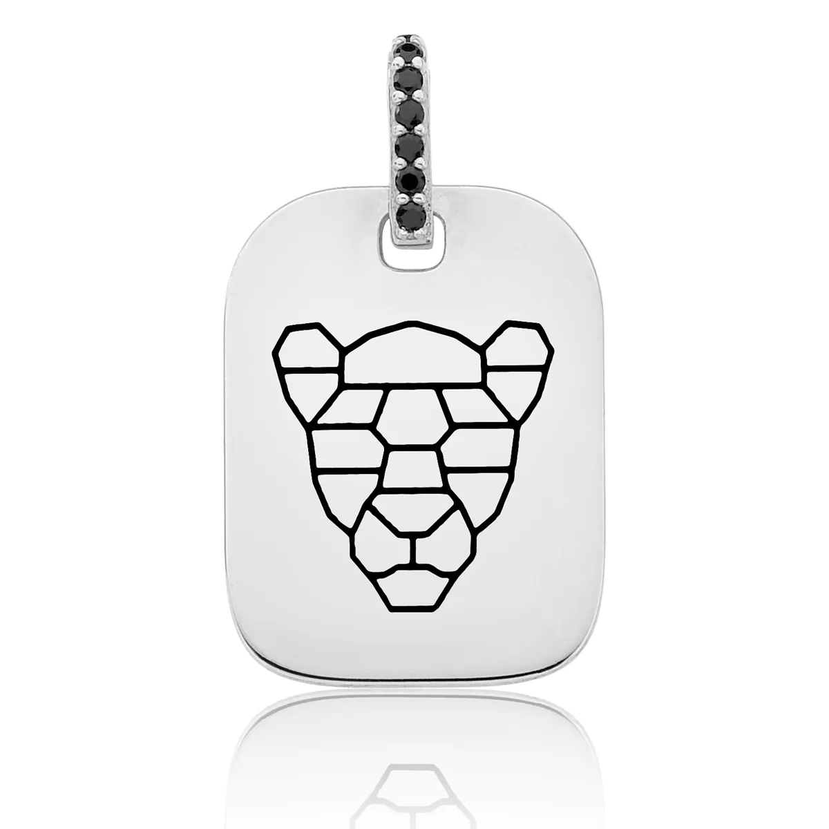 Pingente prata 925 placa retangular onça com Espinélios Coliseu + Steyer